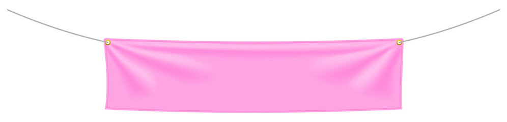 Obraz premium Red textile banner with folds. Blank hanging fabric template. Png clipart isolated on transparent background