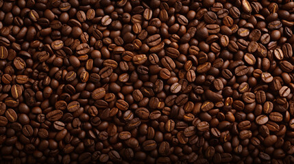coffee beans background, aerial view, generative ai 