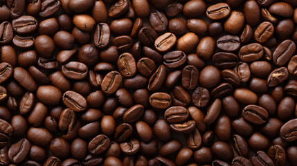 Obraz premium coffee beans background, aerial view, generative ai 