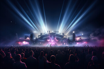 crowd of people at a Ultra modern live event, concert, or ceremony, generative ai 