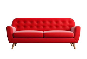 red sofa isolated, leather sofa, white background. stylish nightclub sofa. generative by ai