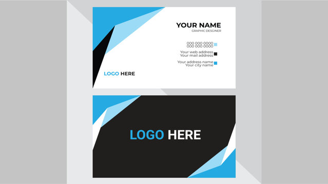  creative business card template .blue  and black color theme.clean dark business card. Vector illustration.