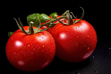 Tomato on dark background close up