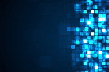 Digital technology background. Digital data square blue pattern pixel background