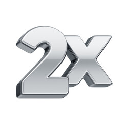 3D silver numbers with transparent background, representing "2x no interest"