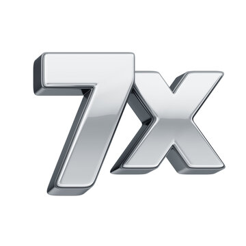 3D silver numbers with transparent background, representing "7x no interest"