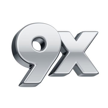 3D silver numbers with transparent background, representing "9x no interest"