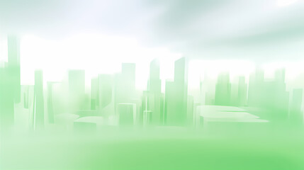 Fototapeta premium Blurred bright day in the city. Green colors. Motion of the city. Background with bokeh and summer vibe.