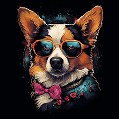 Cute Corgi with Sunglass