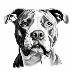 Pitbull portrait. Graphic with a strong dog. Tattoo-ready design.