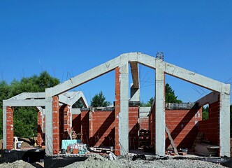 Concrete structure of a house under construction