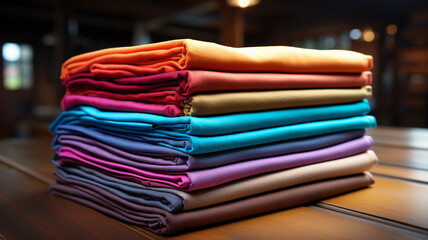 pile of colorful clothes in store.generative ai