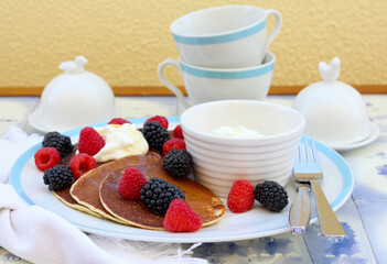 Homemade protein pancakes with skyr