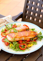 Fried salmon fillets