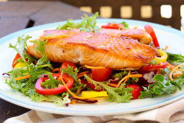 Fried salmon fillets