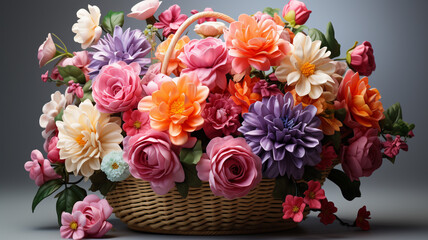 bouquet of colorful flowers, closeup.generative ai