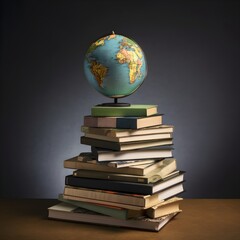 Globe On Top Of A Stack Of Books