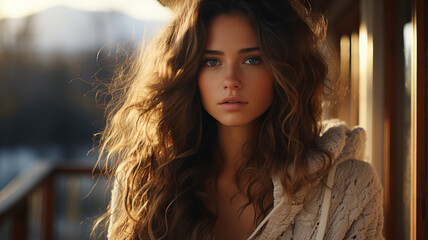 Fototapeta premium young woman with a beautiful face.generative ai