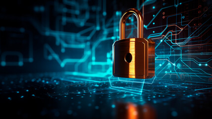 Digital lock over the net. Generative AI illustrator