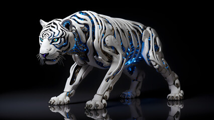 Fototapeta na wymiar White Robotic Tiger