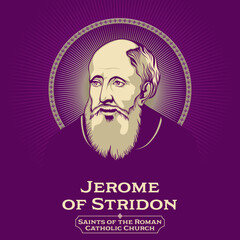 Jerome (342-420) also known as Jerome of Stridon, was a Christian priest, confessor, theologian, and historian; he is commonly known as Saint Jerome. - obrazy, fototapety, plakaty