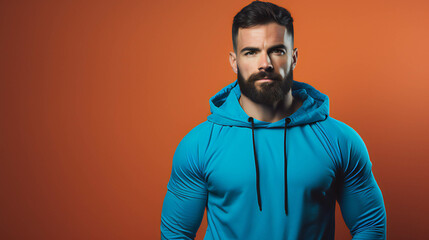 Obraz premium Colorful Personal Trainer Portrait banner with empty space on the side for text. Generative AI