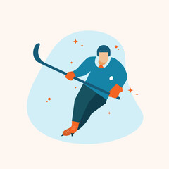 hockey player cartoon vector, flat design concept