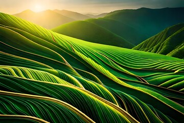 green rice field by AI generating