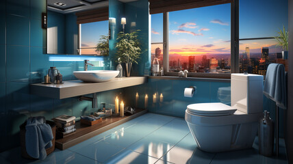 illustration of a modern bathroom interior design.generative ai