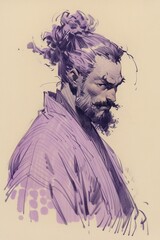 Fototapeta premium Purple samurai, Generative AI
