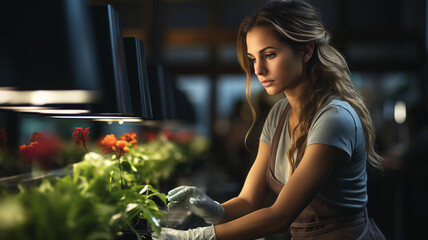 young woman in kitchen.generative ai