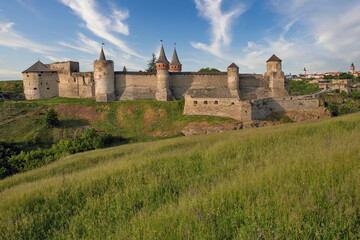 Fototapeta na wymiar Castle in the historic part of Kamianets-Podilskyi, Ukraine.