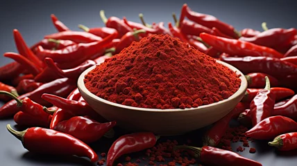 Foto auf Acrylglas Scharfe Chili-pfeffer red hot chili pepper on black background.generative ai
