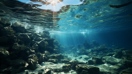 underwater scene with fish and coral reef in the sea.generative ai