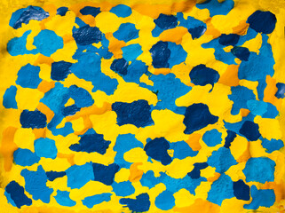 Fototapeta na wymiar Abstract blue and yellow 2 acrylic painting