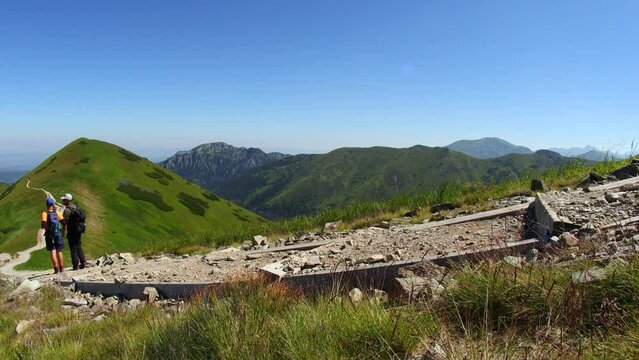 Hiking on the Trail in Western Tatra Mountains in the Summer