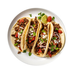 Delicious Plate of Beef Tacos Isolated on a Transparent Background