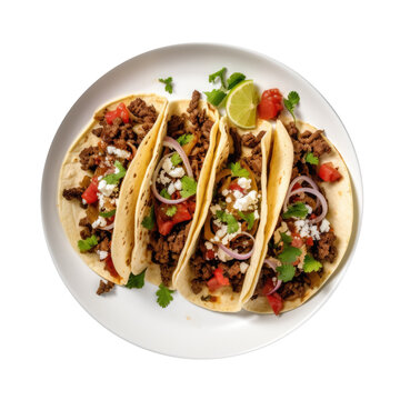 Delicious Plate Of Beef Tacos Isolated On A Transparent Background