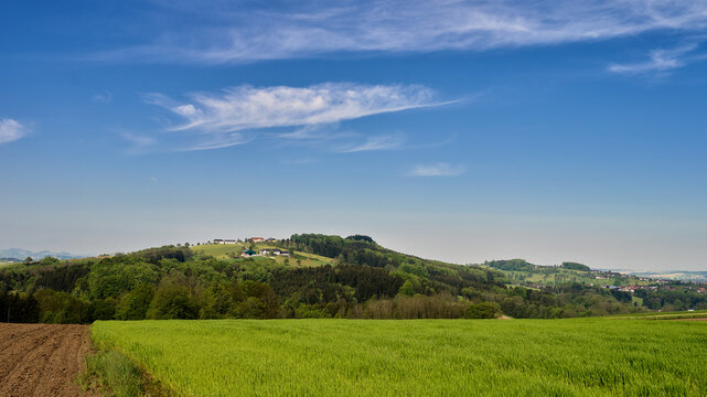Mostviertel im Sommer, Bauernhaus mit Feld, Ybbstal