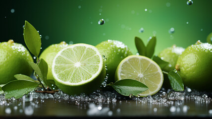 ripe fresh lemons with water drops.generative ai