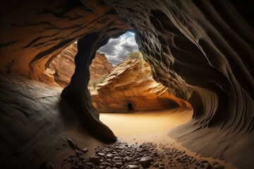 Sandstone cave. Generative AI