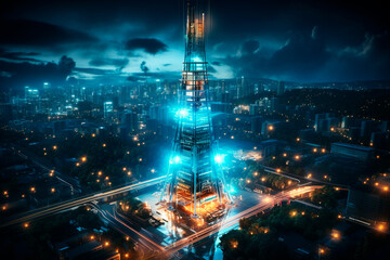 night view of the city of the new york,Generative AI	