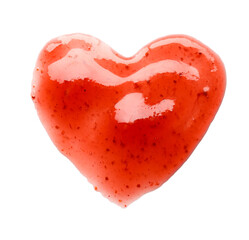 Heart made of sweet strawberry jam on white background