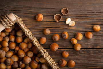 Hazelnuts. Food background, photo wallpaper. Photo of hazelnut. Hazelnut nut health organic brown filbert background concept. Food background.