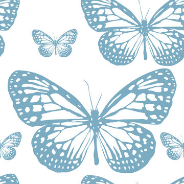 Seamless vector butterflies pattern. Butterfly print. Fashionable background for fabric, textile, design, banner, cover, web etc.
