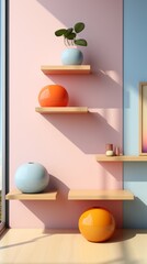 Wall shelves with vases