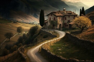 Rural Italy. Generative AI - obrazy, fototapety, plakaty