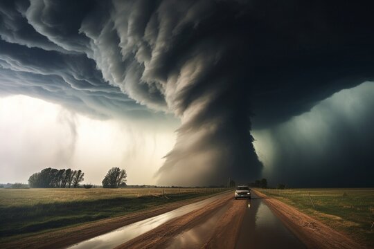 tornado touching down.