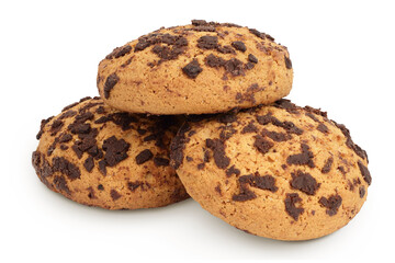 oatmeal chocolate chip cookie isolated on white background
