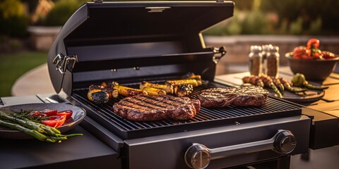 Grilling and BBQ. Beef steaks on the grill